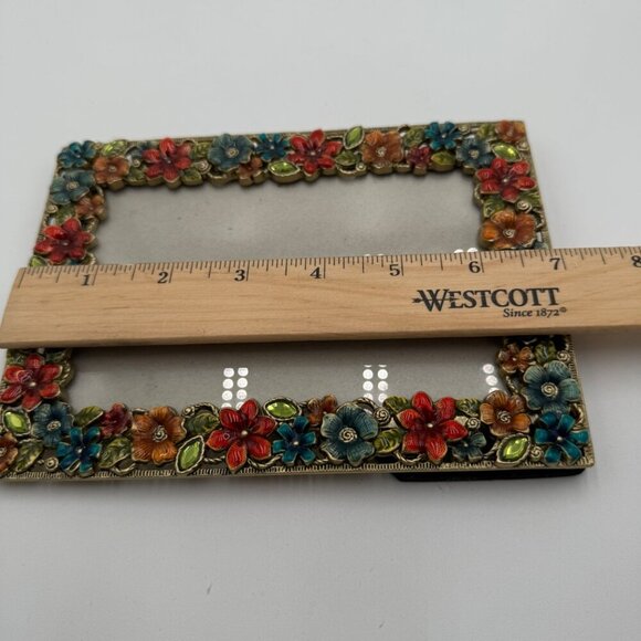 4 x 6 enameled photo frame flower floral home decor colorful blue red green - Picture 7 of 12